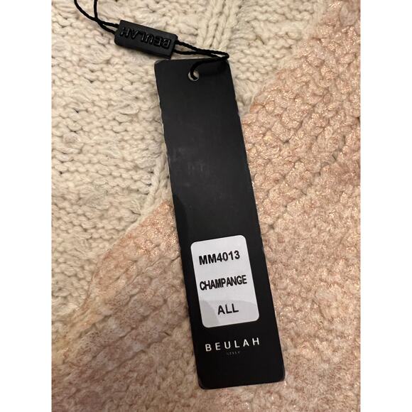 NWT Beulah Style Brielle Champagne Cable Knit Gold Metallic Cardigan Size All - Picture 8 of 14